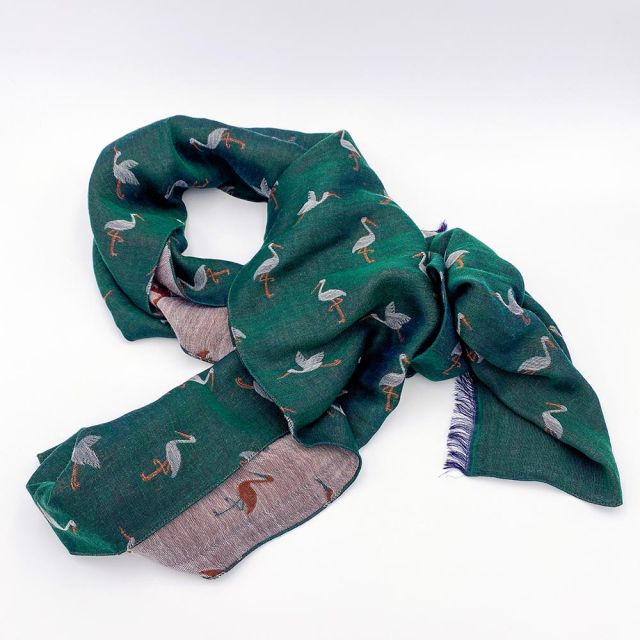 Green printed scarf