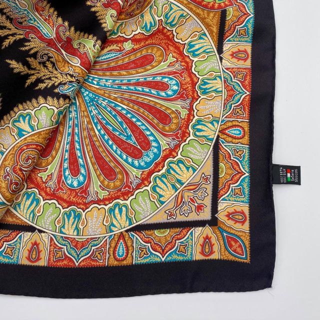 Detail of black printed foulard
