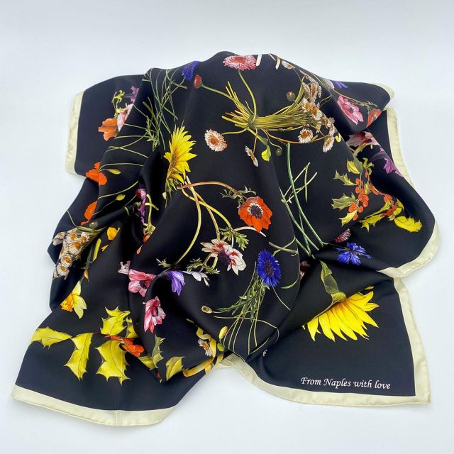 Black foulard with floral print